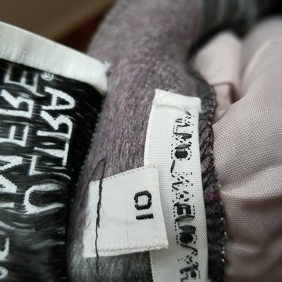 VINTAGE Ultra Cashmere by Midori Striped A Line Skirt 10 Grey Purple - Picture 8 of 8